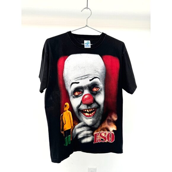 Vintage Thessh ESO Clown IT B2B Horror Graphic Tee Shirt Black One Size Youth - Picture 1 of 5